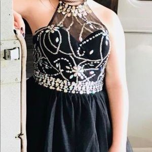 Short Black Beaded Homecoming Dress 6